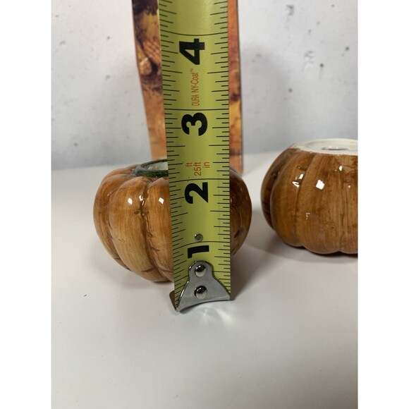 VNT Golden Harvest Pumpkin Candle Holders Set Of 2 Halloween Thanksgiving - Picture 6 of 7
